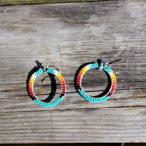 One of a Kind  hand beaded earrings
